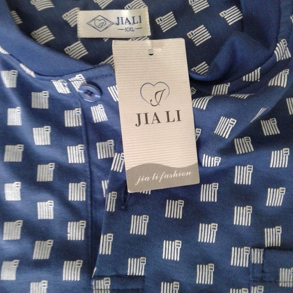 Mens  2XL long sleeve henley two button pull over shirt NWT  jiali brand - Picture 4 of 8